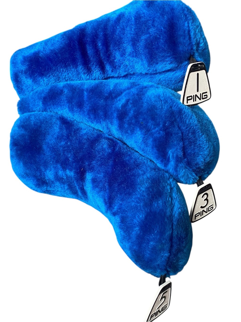 Ping Karsten Vintage Barrel Headcover Set Golf Blue Plush Fairway Wood Hybrid